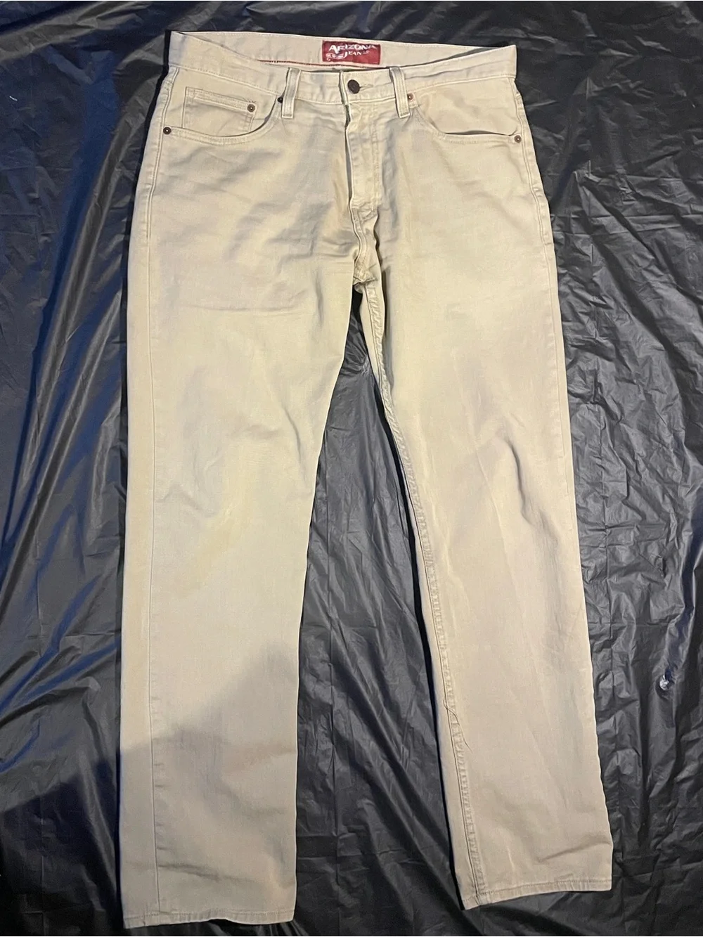 Arizona Jean Co Mens Straight Leg Khaki Pants Tan 32x32